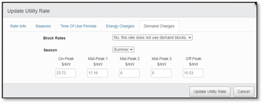 Interfaz del controlador GridMaster: Actualización de la Tasa de las Empresas de Electricidad